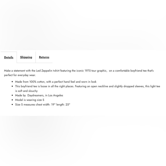 NWT Daydreamer XS Led Zepplin 1975 Tour Boyfriend Tee New - Picture 8 of 8